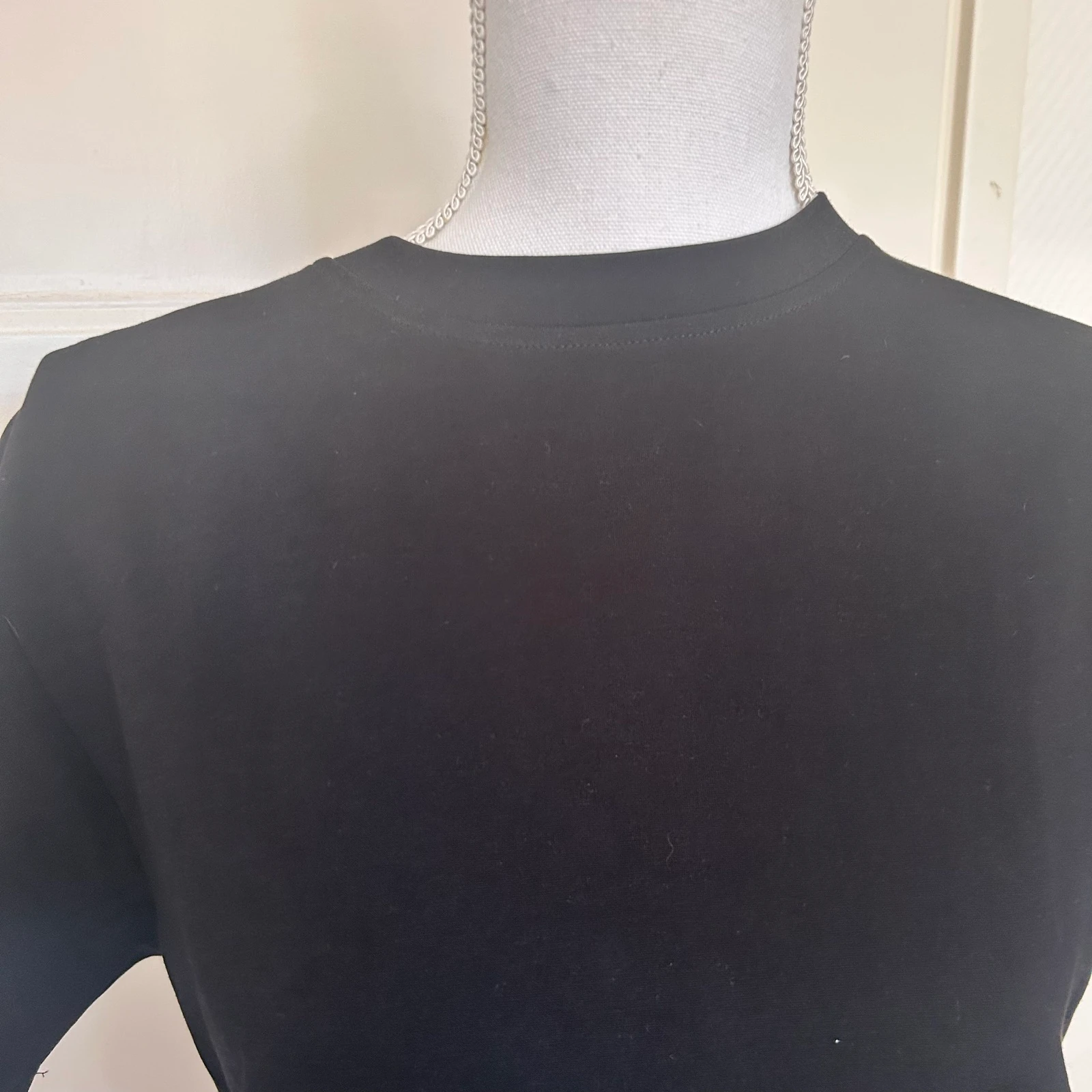Black Cropped T-Shirt with Drawn-in Waist / Drawstring – Size S / M – photo 2